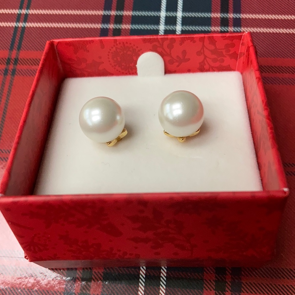 Talbots Faux Pearl and Gold Earrings